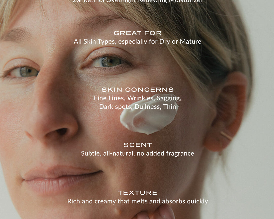 Wylys Nightinol Cream 2% Retinol Complex Nighttime Repair Cream Texture on face When You Love Your Skin Made in France