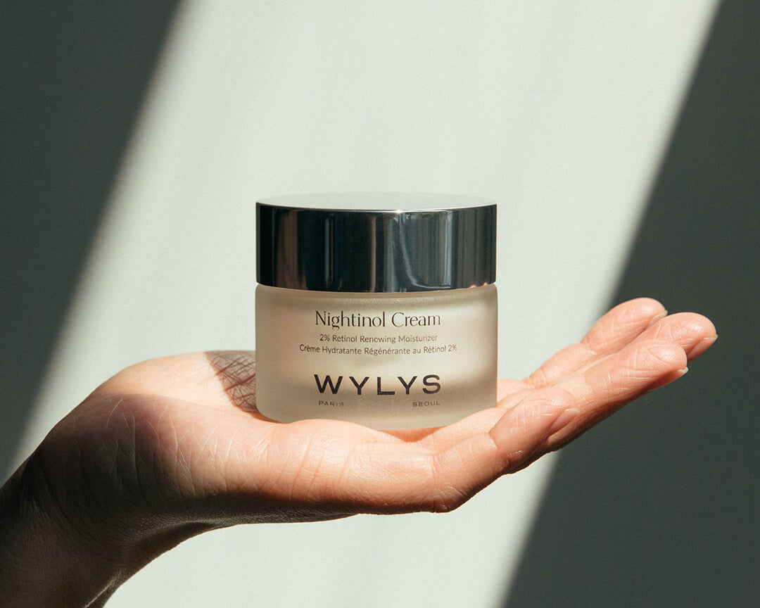 Wylys Nightinol Cream 2% Retinol Complex Nighttime Repair Cream Jar in Hand When You Love Your Skin