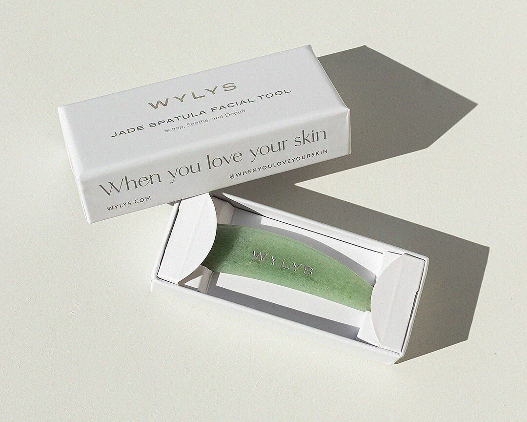 WYLYS Jade & Rose Quartz Spatula Facial Tool Facial Tool to Scoop, Soothe, and Depuff 100% Natural Stone
