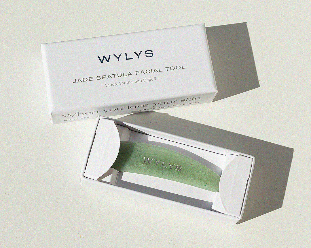 WYLYS Jade & Rose Quartz Spatula Facial Tool Facial Tool to Scoop, Soothe, and Depuff 100% Natural Stone